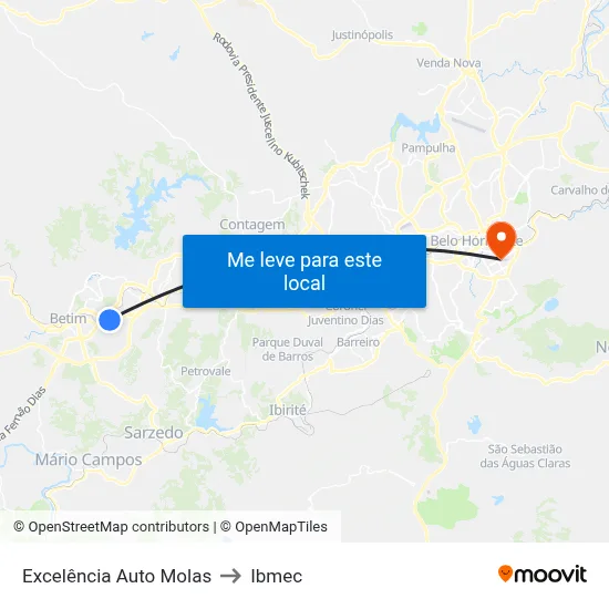 Excelência Auto Molas to Ibmec map
