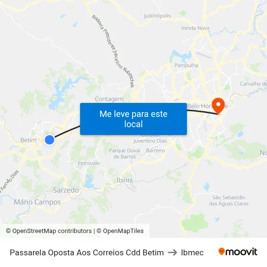 Passarela Oposta Aos Correios Cdd Betim to Ibmec map