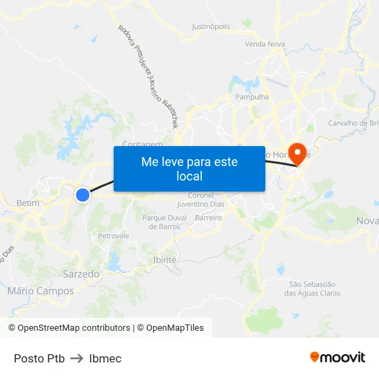 Posto Ptb to Ibmec map