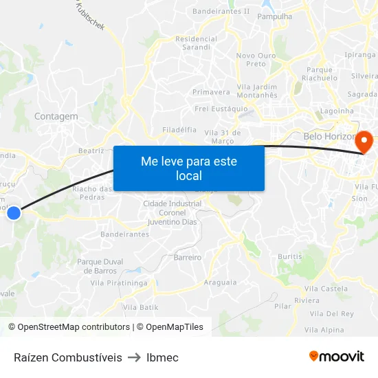 Raízen Combustíveis to Ibmec map