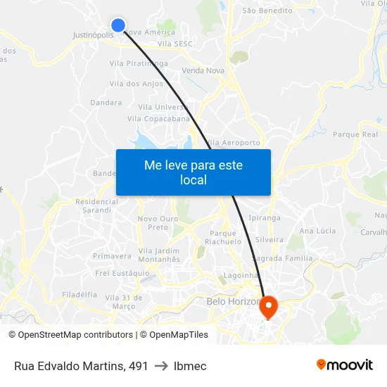 Rua Edvaldo Martins, 491 to Ibmec map