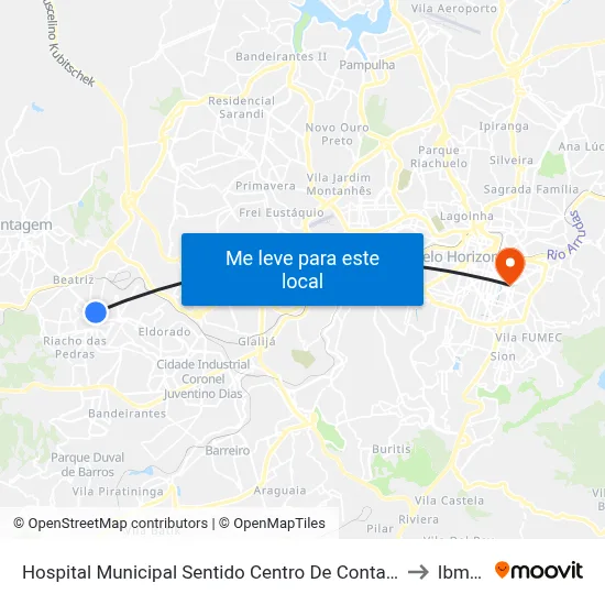 Hospital Municipal Sentido Centro De Contagem to Ibmec map