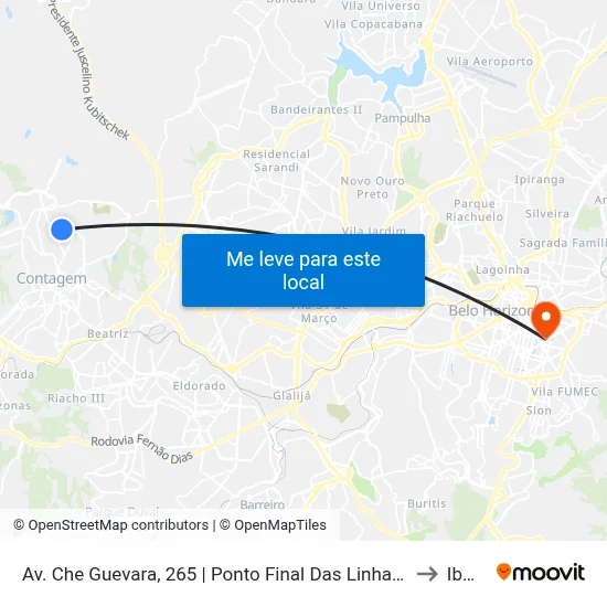 Av. Che Guevara, 265 | Ponto Final Das Linhas 1730 E 1740 to Ibmec map