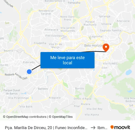 Pça. Marília De Dirceu, 20 | Funec Inconfidentes to Ibmec map
