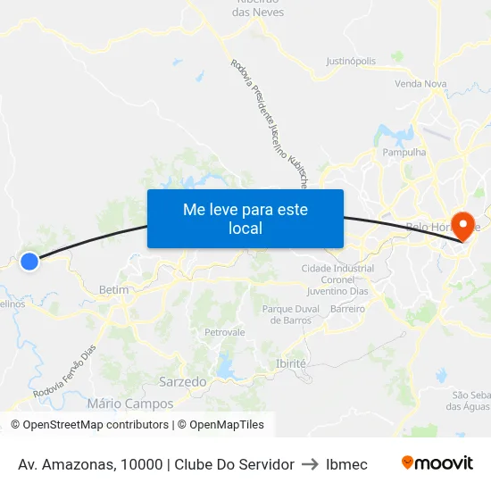 Av. Amazonas, 10000 | Clube Do Servidor to Ibmec map
