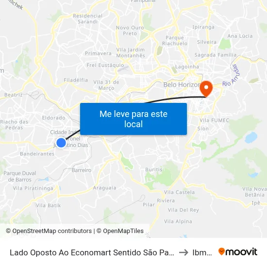 Lado Oposto Ao Economart Sentido São Paulo to Ibmec map