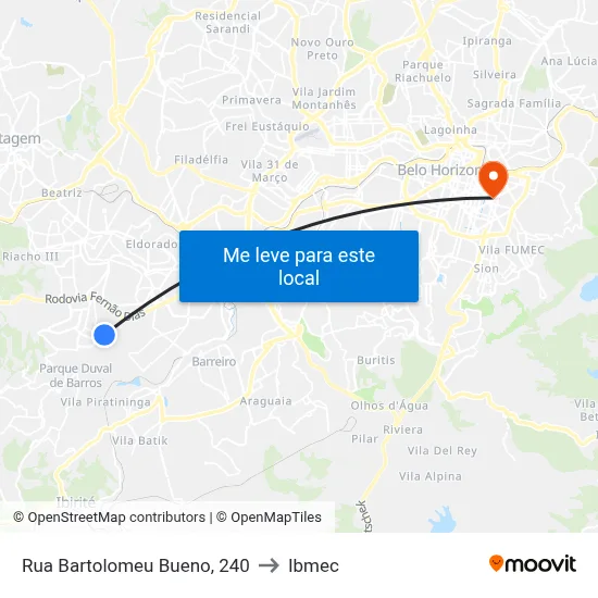 Rua Bartolomeu Bueno, 240 to Ibmec map