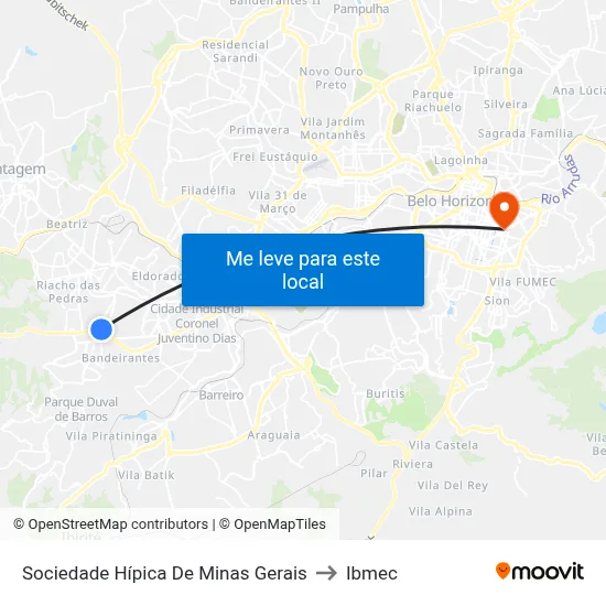 Sociedade Hípica De Minas Gerais to Ibmec map