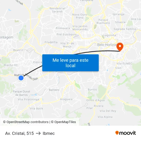 Av. Cristal, 515 to Ibmec map