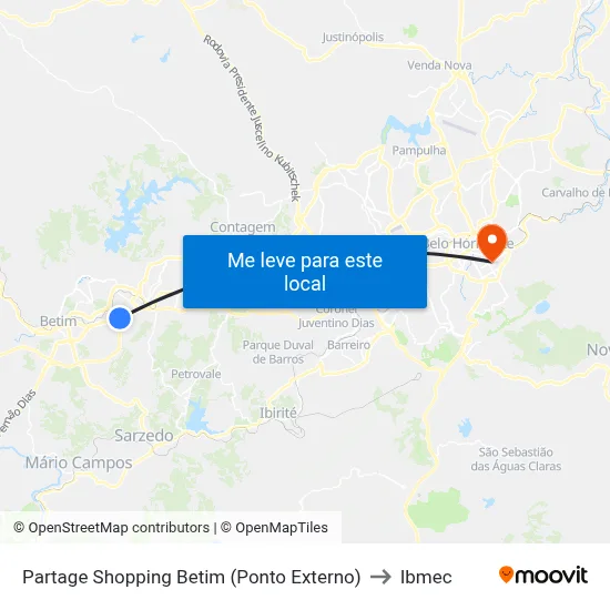 Partage Shopping Betim (Ponto Externo) to Ibmec map