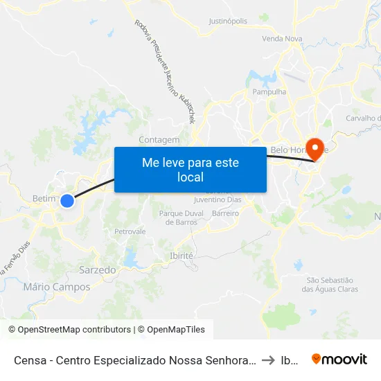 Censa - Centro Especializado Nossa Senhora D'Assumpção to Ibmec map