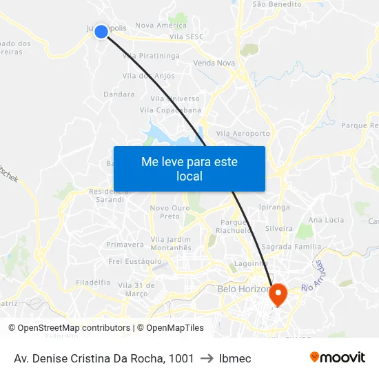 Av. Denise Cristina Da Rocha, 1001 to Ibmec map