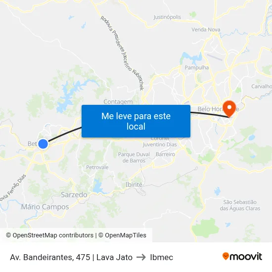 Av. Bandeirantes, 475 | Lava Jato to Ibmec map