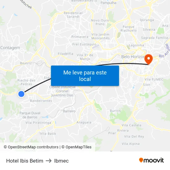 Hotel Ibis Betim to Ibmec map