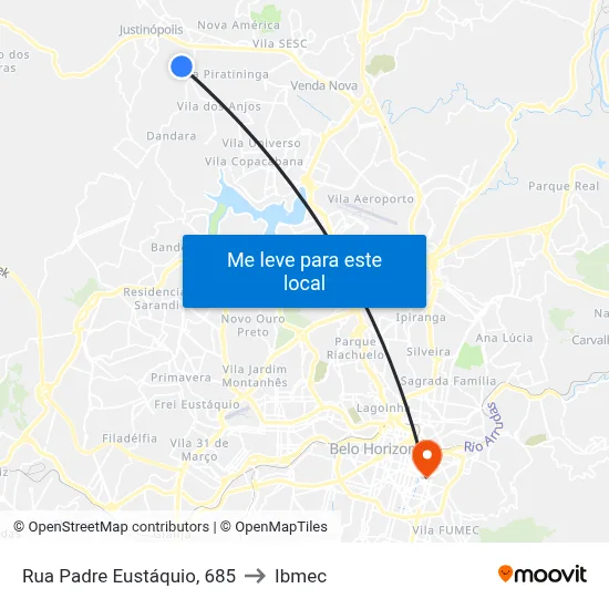 Rua Padre Eustáquio, 685 to Ibmec map