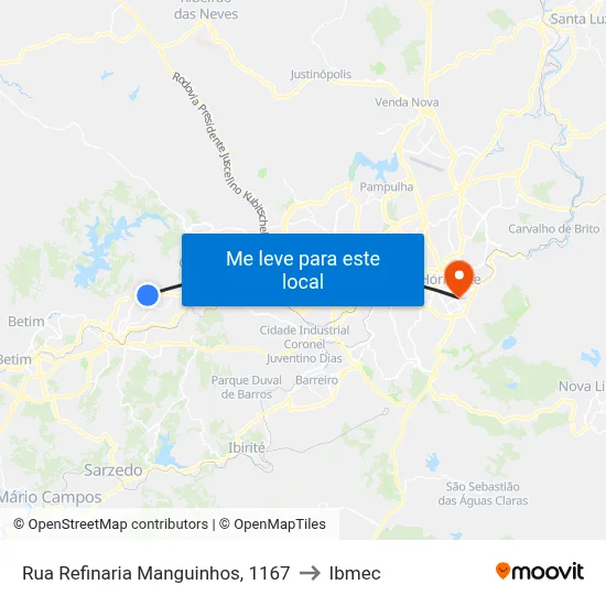 Rua Refinaria Manguinhos, 1167 to Ibmec map