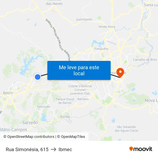 Rua Simonésia, 615 to Ibmec map