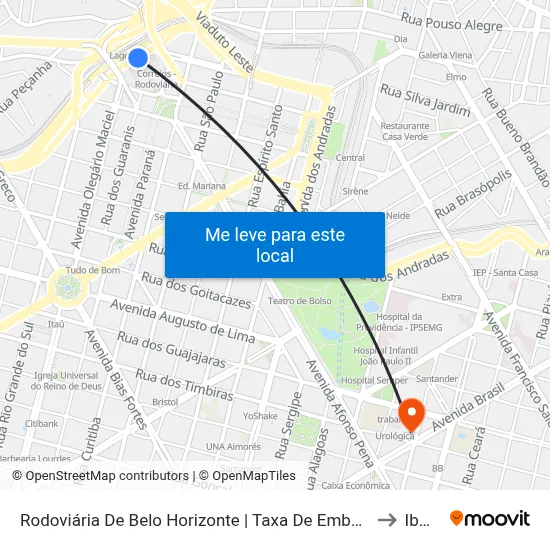 Rodoviária De Belo Horizonte | Taxa De Embarque: R$ 6,87 to Ibmec map