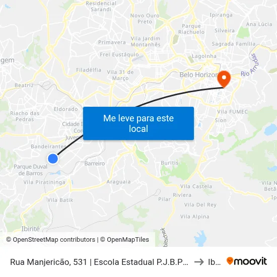 Rua Manjericão, 531 | Escola Estadual P.J.B.P Burnier Sentido Rua Tiradentes to Ibmec map