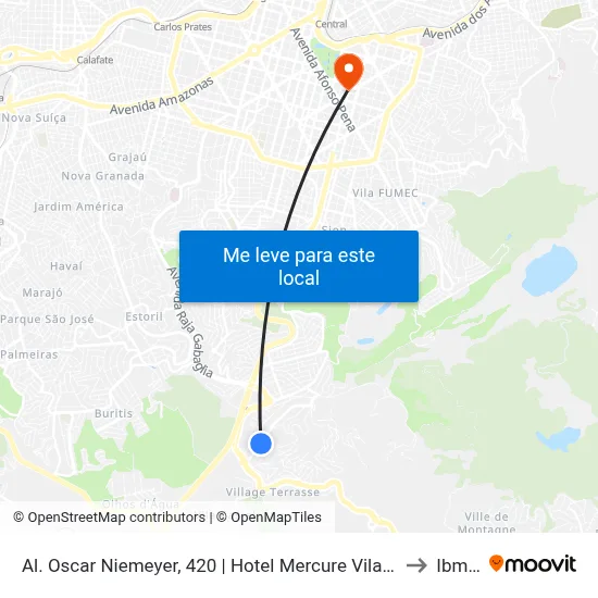 Al. Oscar Niemeyer, 420 | Hotel Mercure Vila Da Serra to Ibmec map