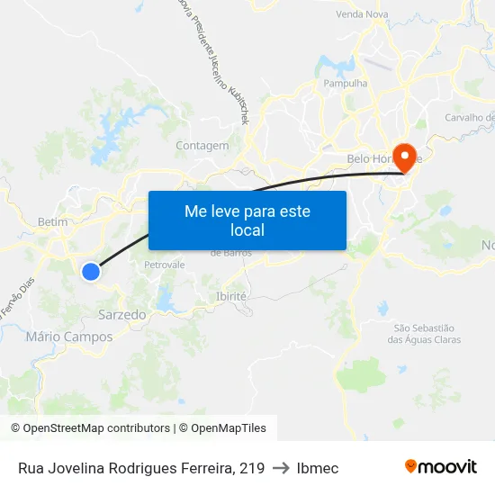 Rua Jovelina Rodrigues Ferreira, 219 to Ibmec map