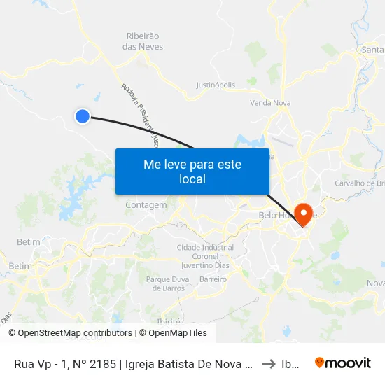 Rua Vp - 1, Nº 2185 | Igreja Batista De Nova Contagem to Ibmec map