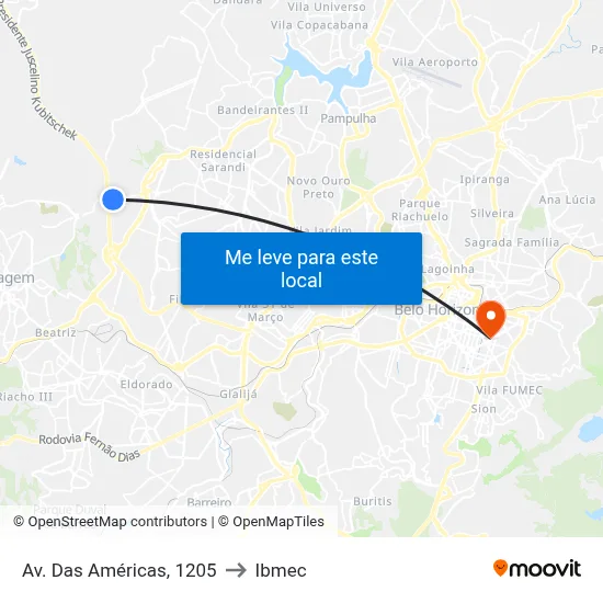 Av. Das Américas, 1205 to Ibmec map