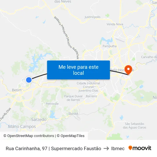 Rua Carinhanha, 97 | Supermercado Faustão to Ibmec map