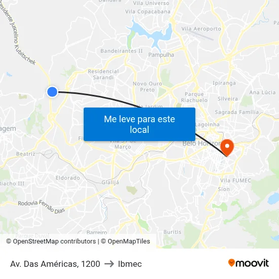 Av. Das Américas, 1200 to Ibmec map