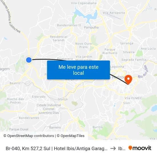 Br-040, Km 527,2 Sul | Hotel Ibis/Antiga Garagem Da Cia. São Geraldo De Viação to Ibmec map