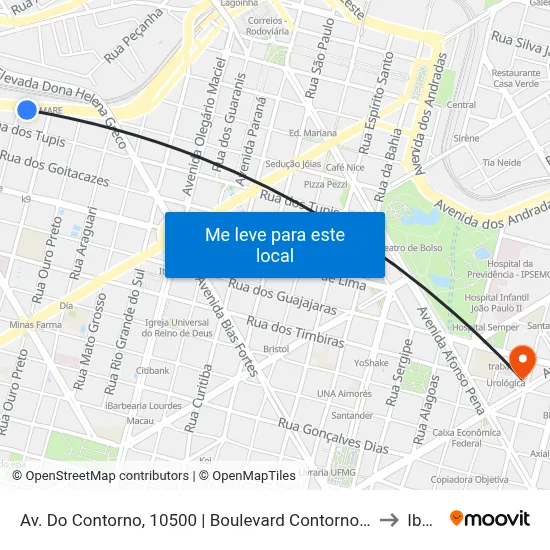 Av. Do Contorno, 10500 | Boulevard Contorno - Hospital Socor 2 to Ibmec map