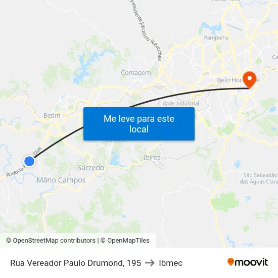 Rua Vereador Paulo Drumond, 195 to Ibmec map