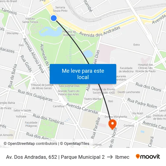 Av. Dos Andradas, 652 | Parque Municipal 2 to Ibmec map