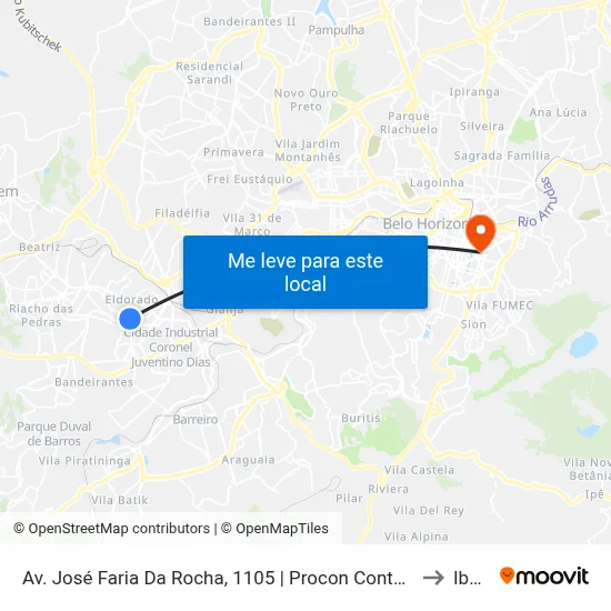 Av. José Faria Da Rocha, 1105 | Procon Contagem Sentido Metrô to Ibmec map