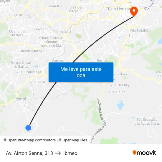 Av. Airton Senna, 313 to Ibmec map
