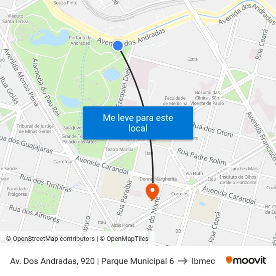 Av. Dos Andradas, 920 | Parque Municipal 6 to Ibmec map