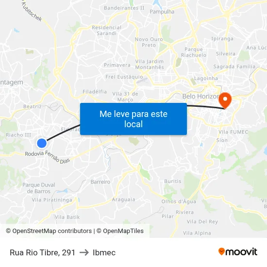 Rua Rio Tibre, 291 to Ibmec map