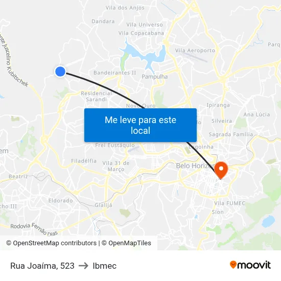 Rua Joaíma, 523 to Ibmec map