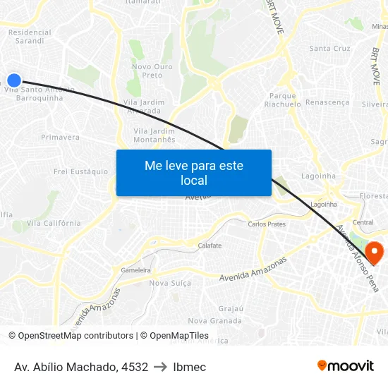 Av. Abílio Machado, 4532 to Ibmec map