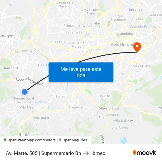 Av. Marte, 505 | Supermercado Bh to Ibmec map