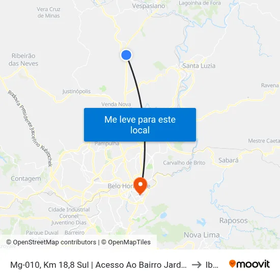 Mg-010, Km 18,8 Sul | Acesso Ao Bairro Jardim Da Glória to Ibmec map