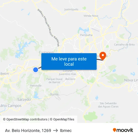 Av. Belo Horizonte, 1269 to Ibmec map