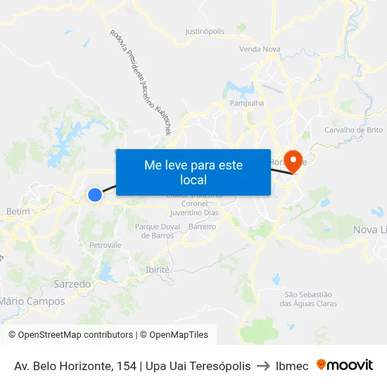 Av. Belo Horizonte, 154 | Upa Uai Teresópolis to Ibmec map