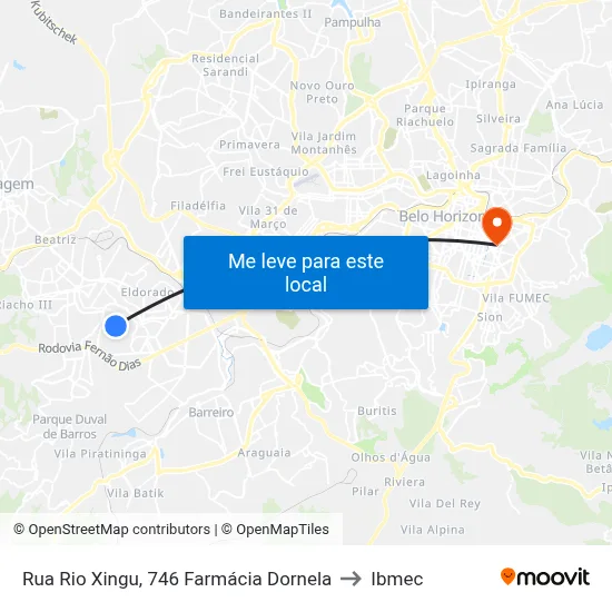 Rua Rio Xingu, 746 Farmácia Dornela to Ibmec map
