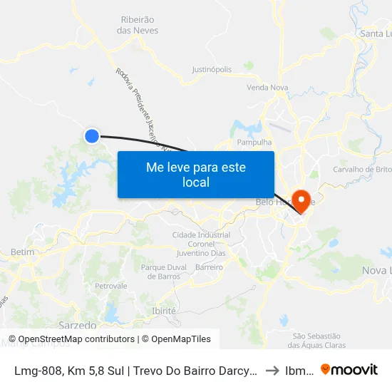 Lmg-808, Km 5,8 Sul | Trevo Do Bairro Darcy Ribeiro to Ibmec map