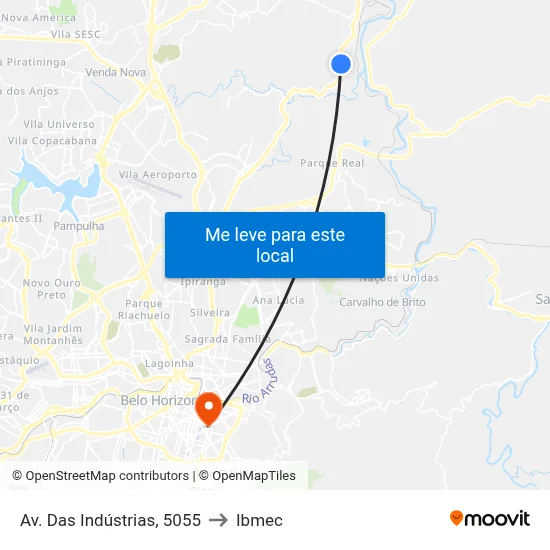 Av. Das Indústrias, 5055 to Ibmec map