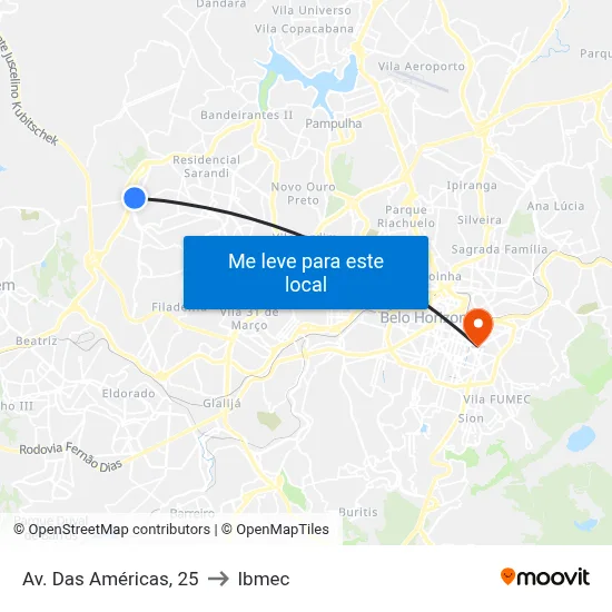Av. Das Américas, 25 to Ibmec map