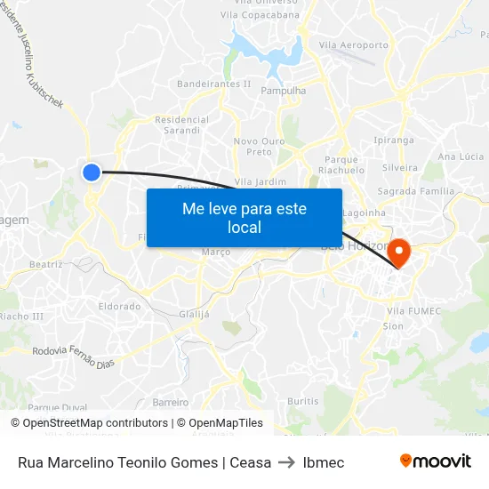 Rua Marcelino Teonilo Gomes | Ceasa to Ibmec map