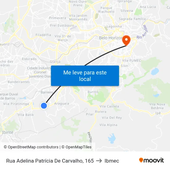 Rua Adelina Patrícia De Carvalho, 165 to Ibmec map