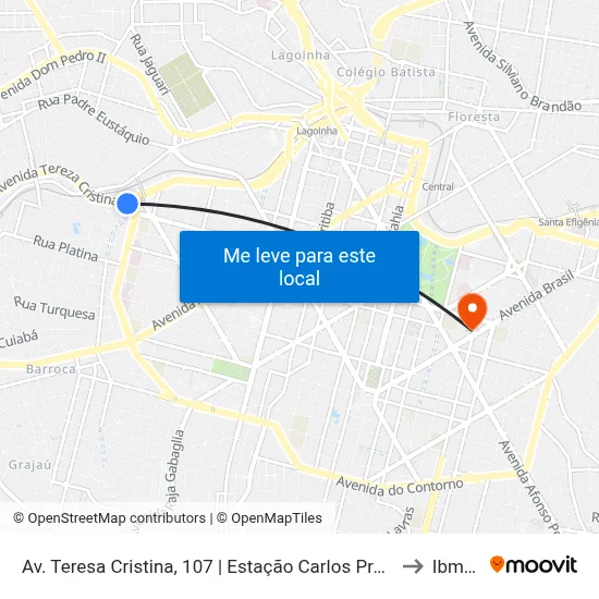 Av. Teresa Cristina, 107 | Estação Carlos Prates to Ibmec map